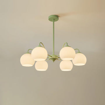 Ribbed Glass Matcha Chandelier with 6/8 heads