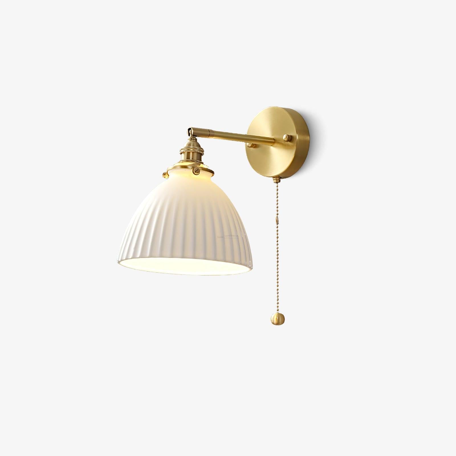 Brass Pleated Ceramic Wall Sconce