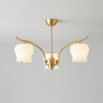 Lampadario Tulip in ottone con 3/6/8 teste