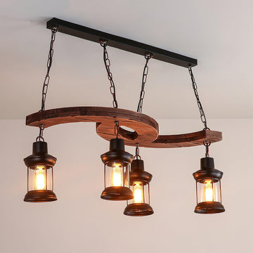 Retro Boat Wood Chandelier L 30.3″