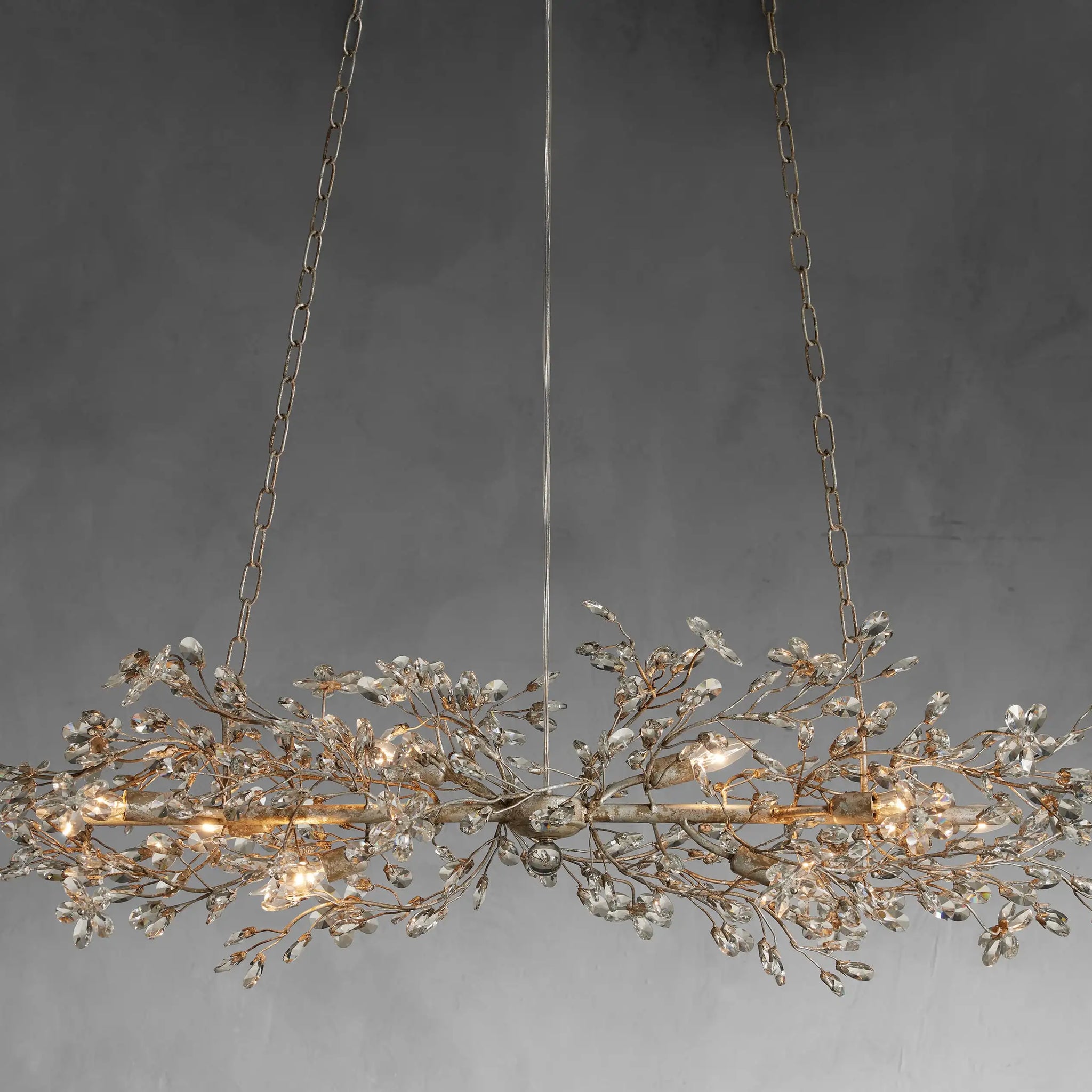 Fiore Linear Chandelier 43" Custom SILVER