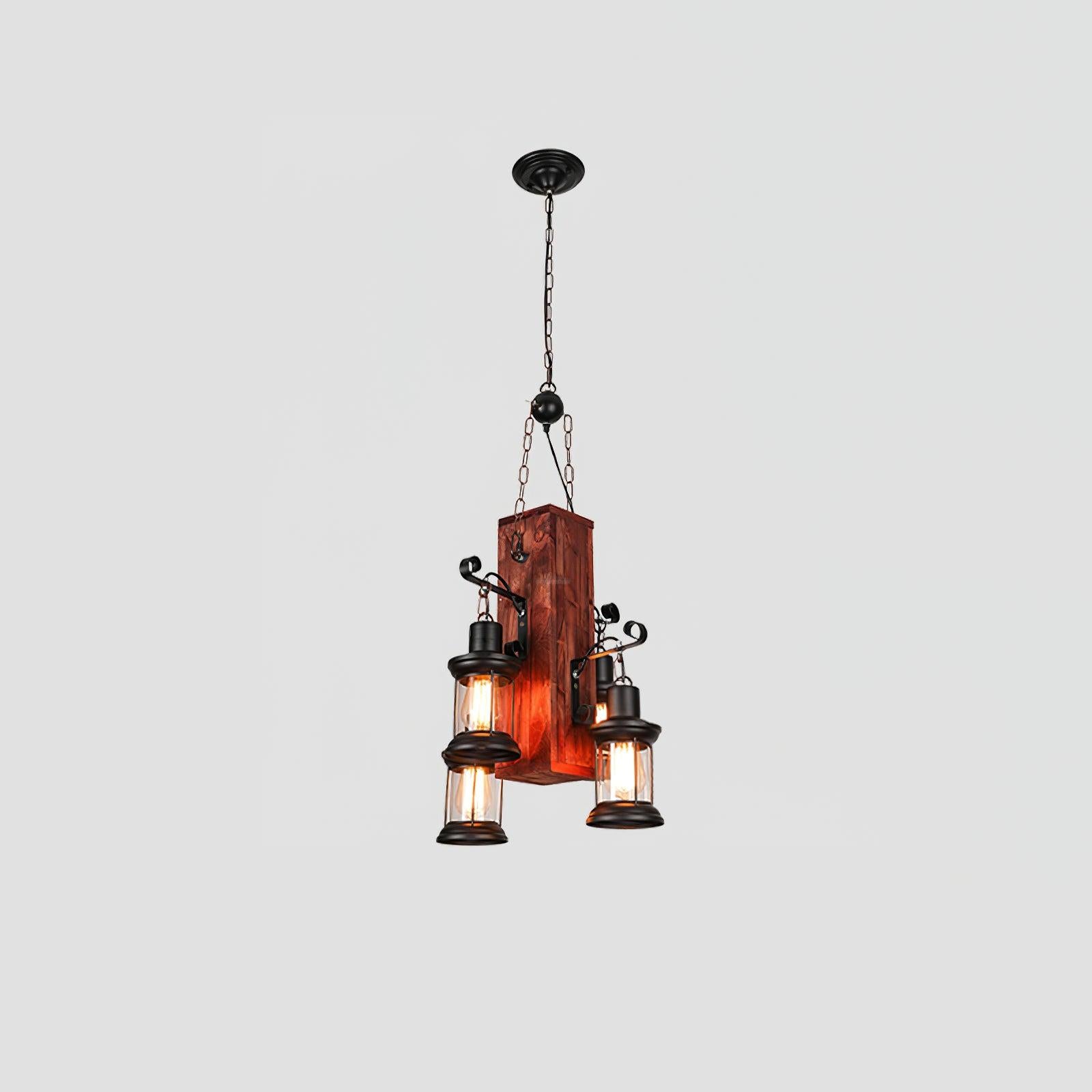 Nautical Industrial Style Wooden Chandelier with 1/3/6/8 heads