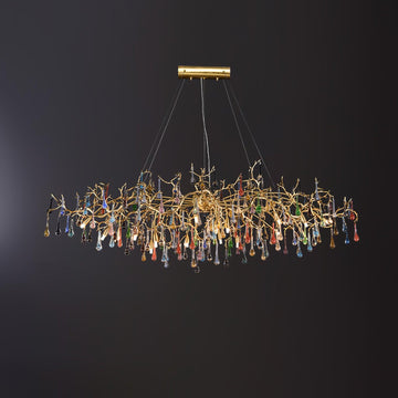 Colorful Teardrop Brass Branch Chandelier