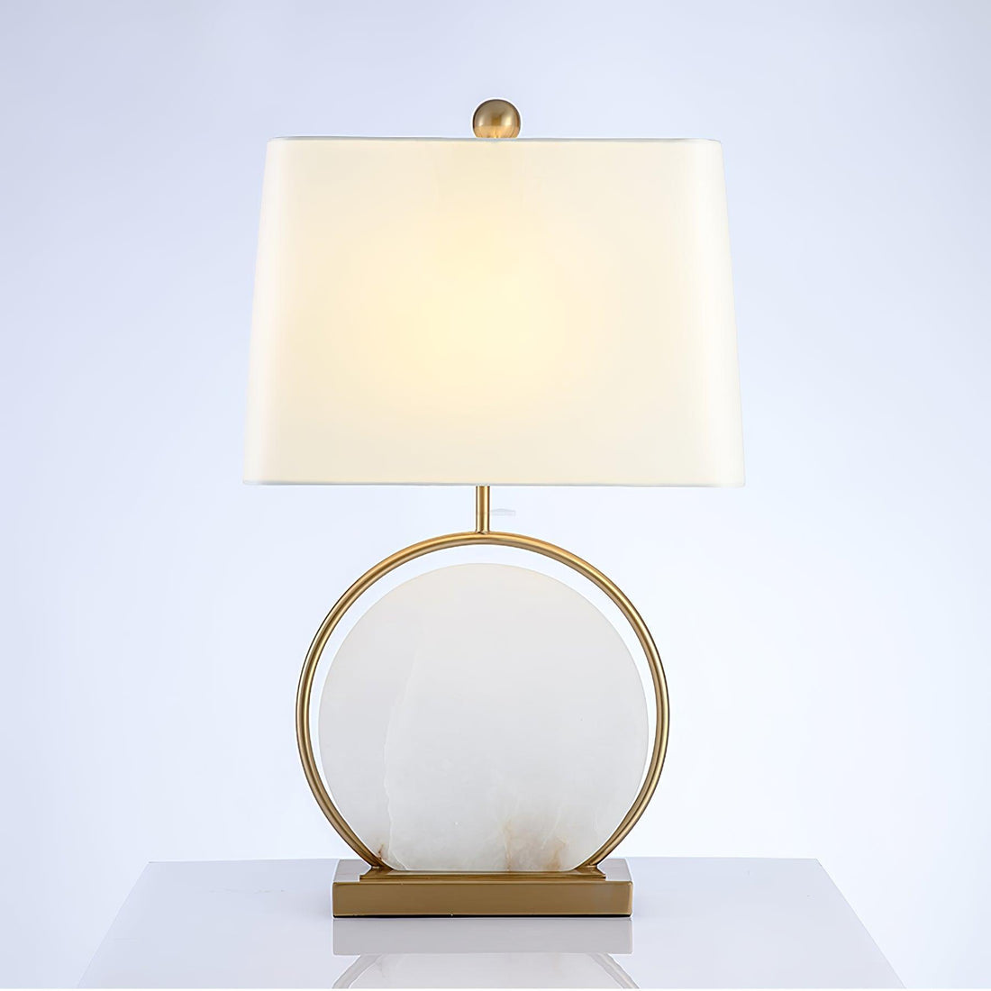 Roma White Marble Table Lamp  ∅ 14.9″ Alabaster