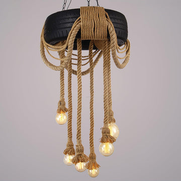 Hemp Rope Industrial Tire Chandelier ∅ 23.6″