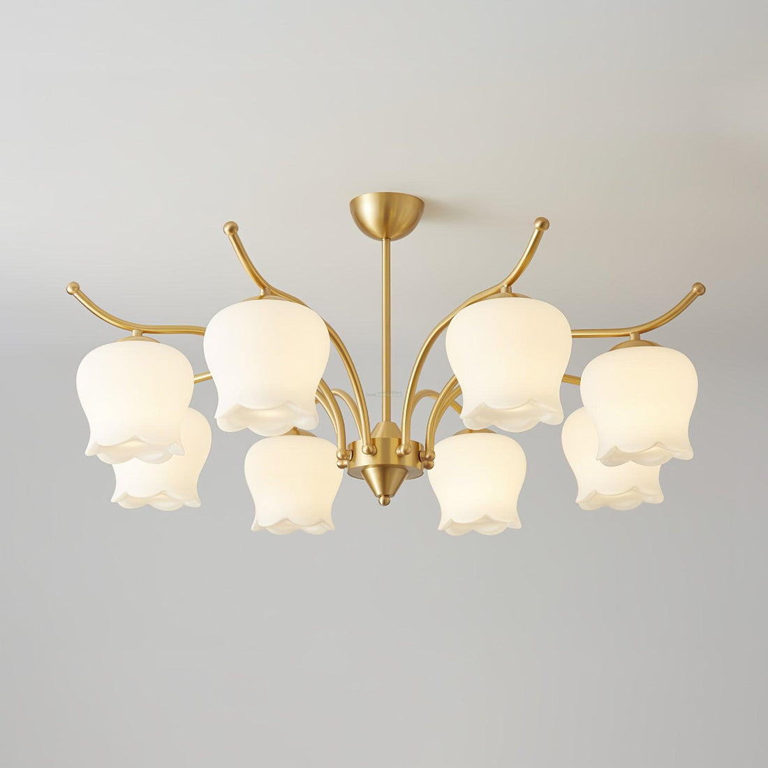 Lustre tulipe en laiton avec 3/6/8 têtes