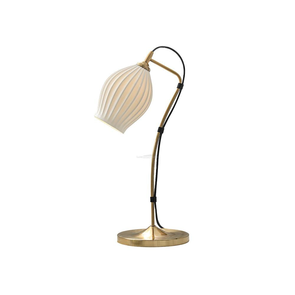 Ceramic Ribbed Table Lamp ∅ 10.2″