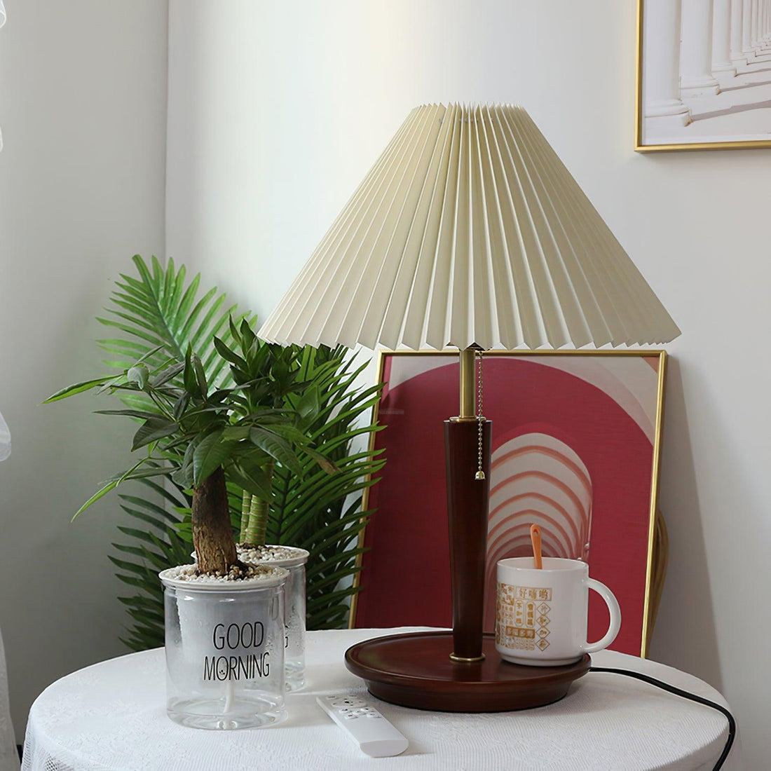 Cone Pleated Fabric Table Lamp ∅ 14.1″