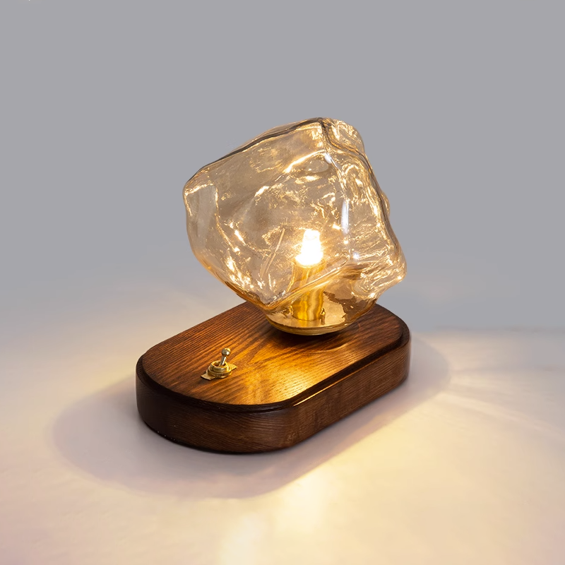 Lámpara de mesa de cristal con piedra de hielo de ∅ 9,8″