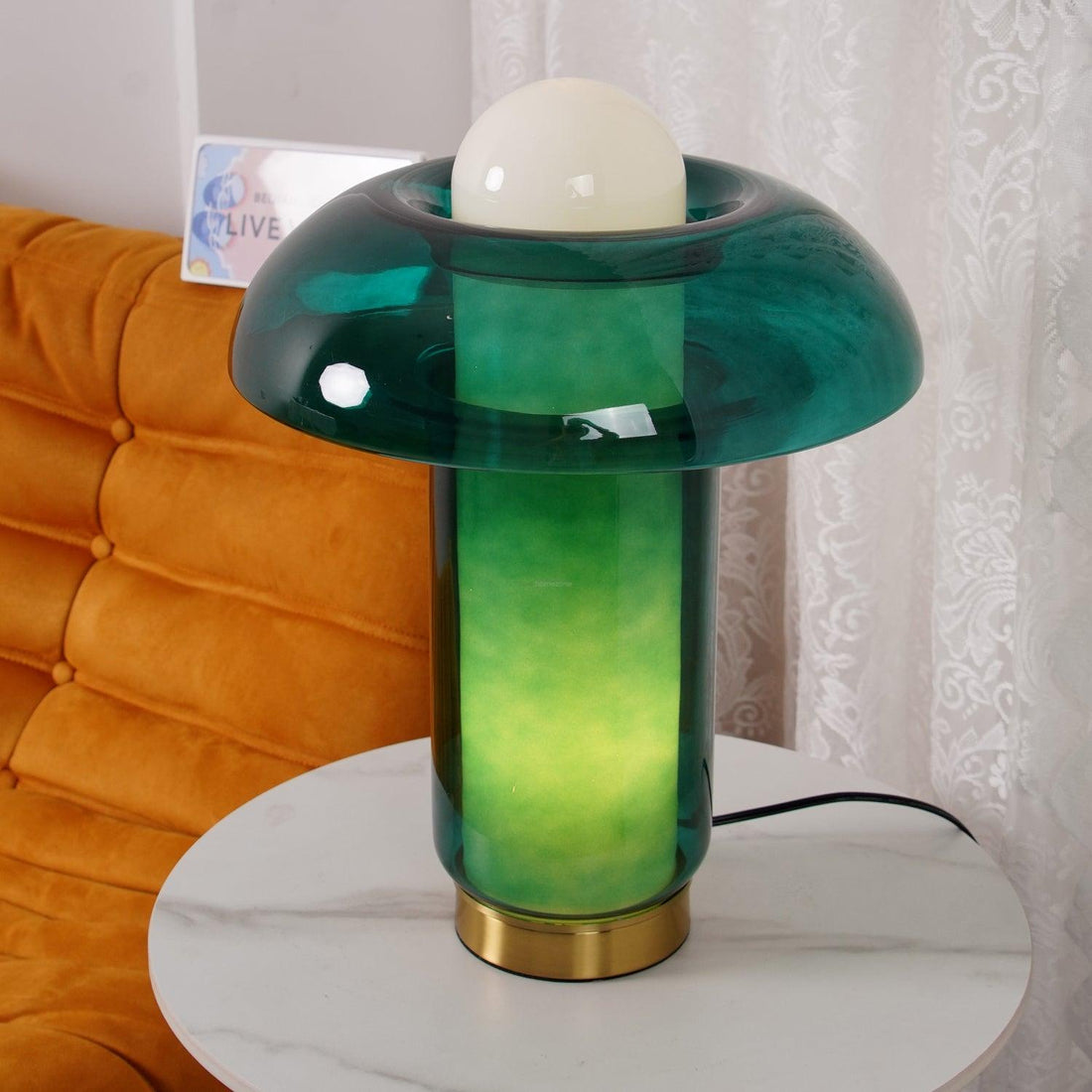 Lampe de table champignon en verre ∅ 11,8″ 