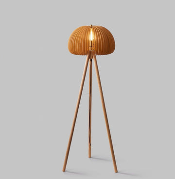 Wooden Pumpkin Floor Lamp  ∅ 17.7″