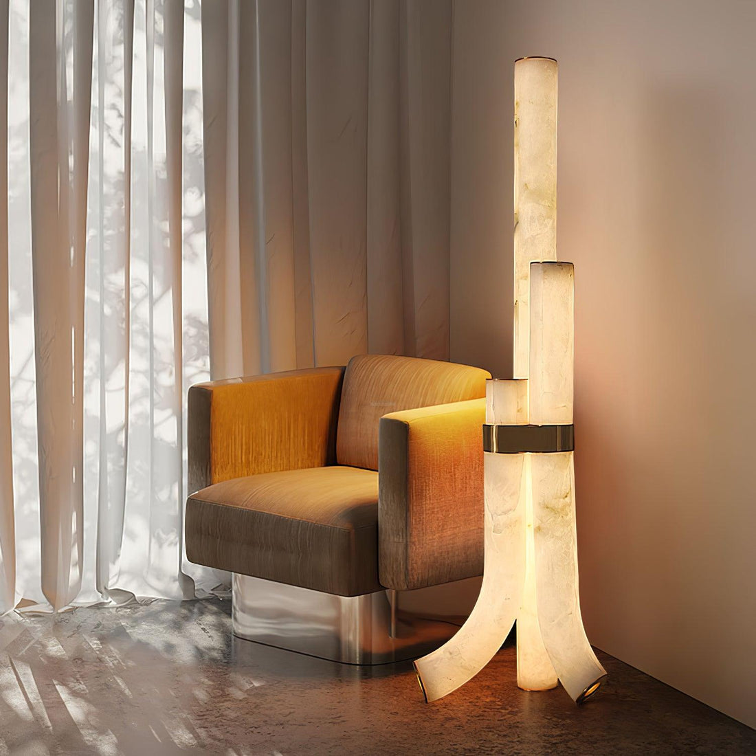 Piped Marble Floor Lamp  ∅ 17.7″