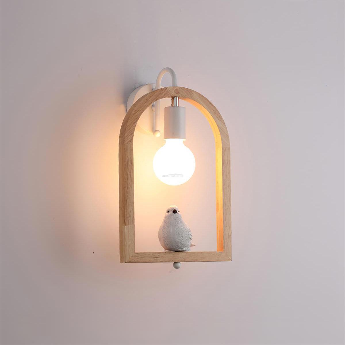 Wood Bird Resin Wall Sconce