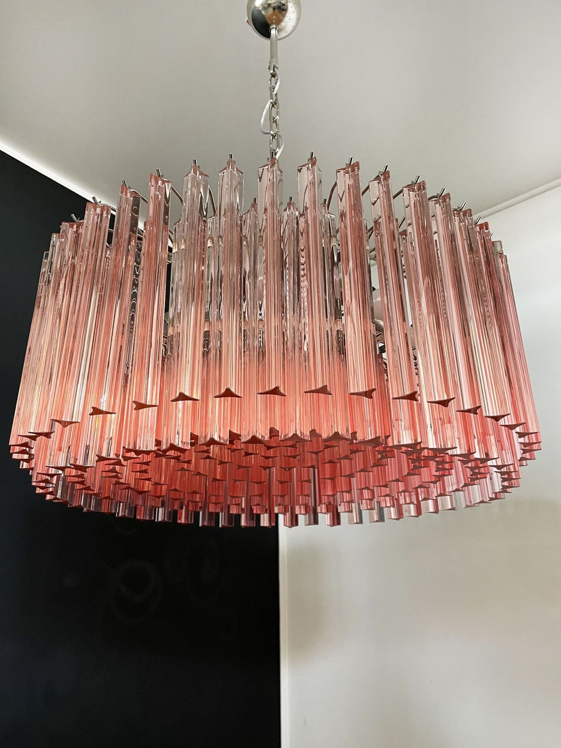 Murano Chandelier – Triedri Round – 265 prisms – Pink