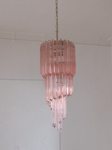 Murano Chandelier – Spiral – 54 prisms – Pink