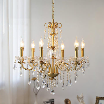 Candle Style Crystal Pearl Candle Chandelier