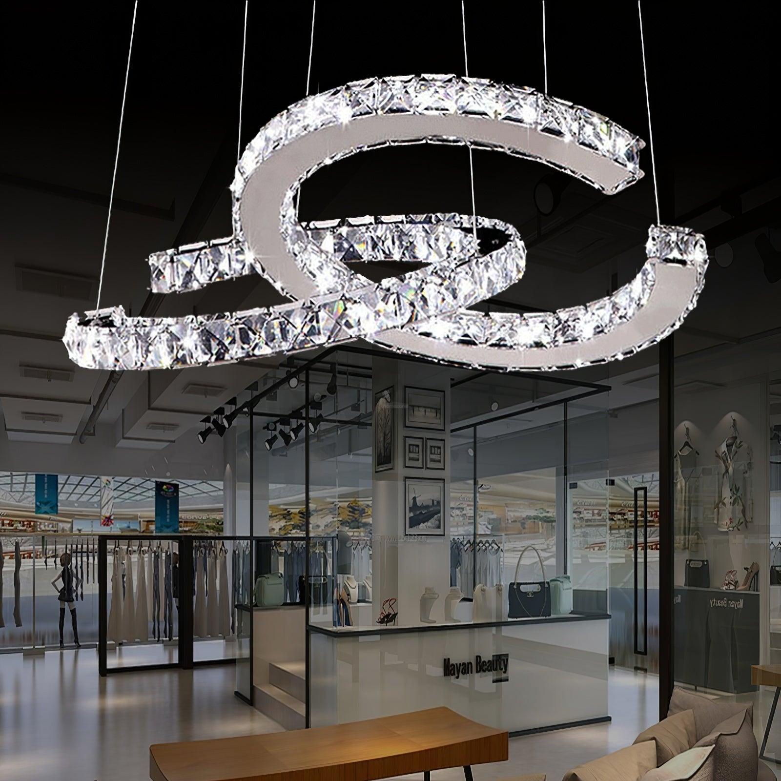 Modern Crystal with Double C Chandelier