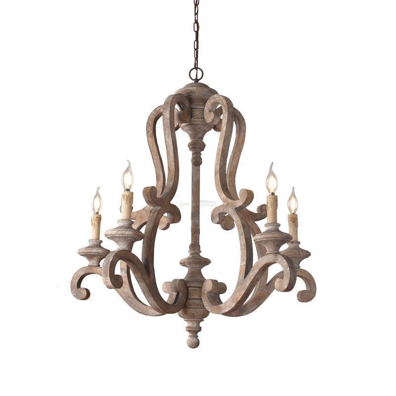 Lustre à bougie en bois Parrotuncle Φ 23,6″ 