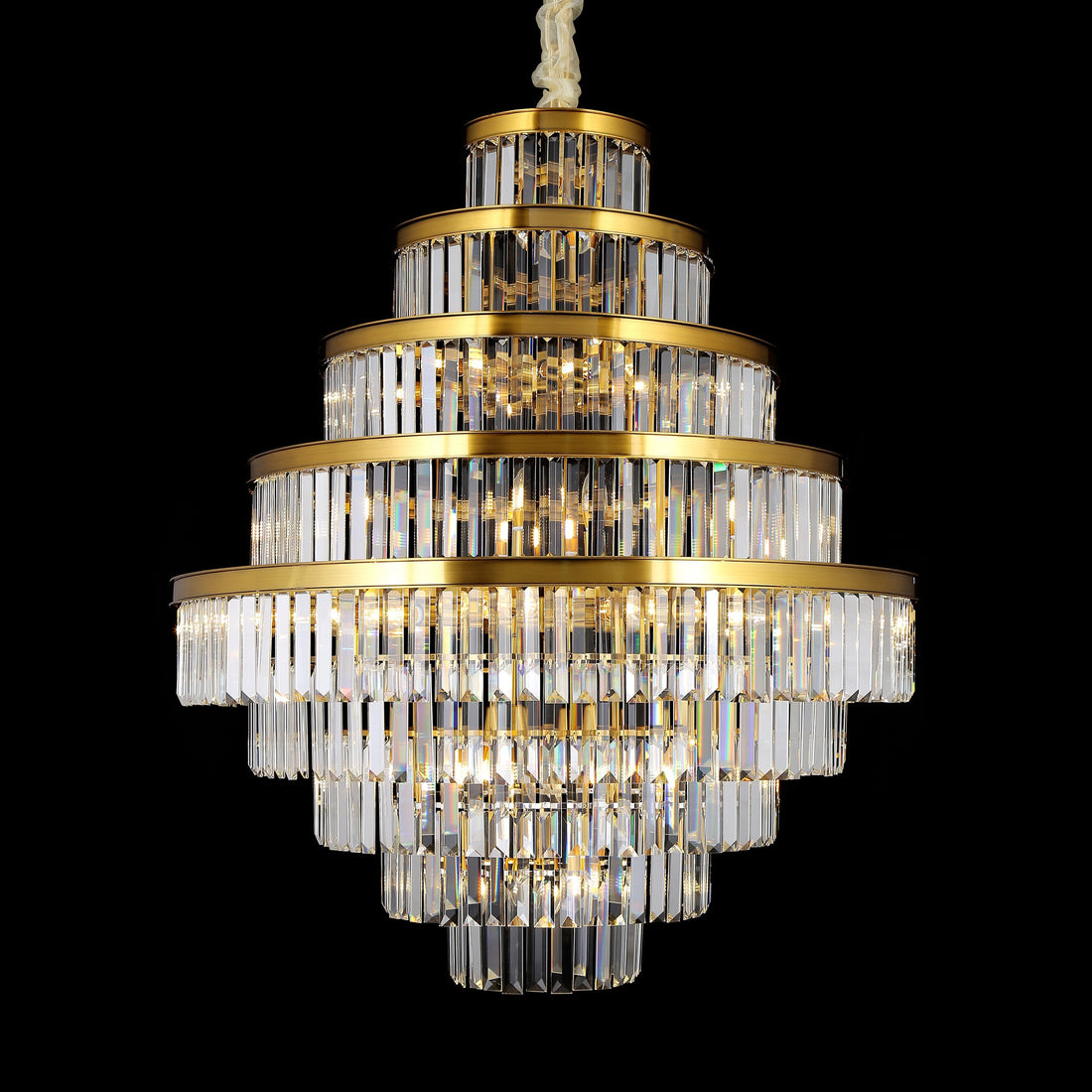 Emilia Tiered Odeon Fringe Crystal Chandelier