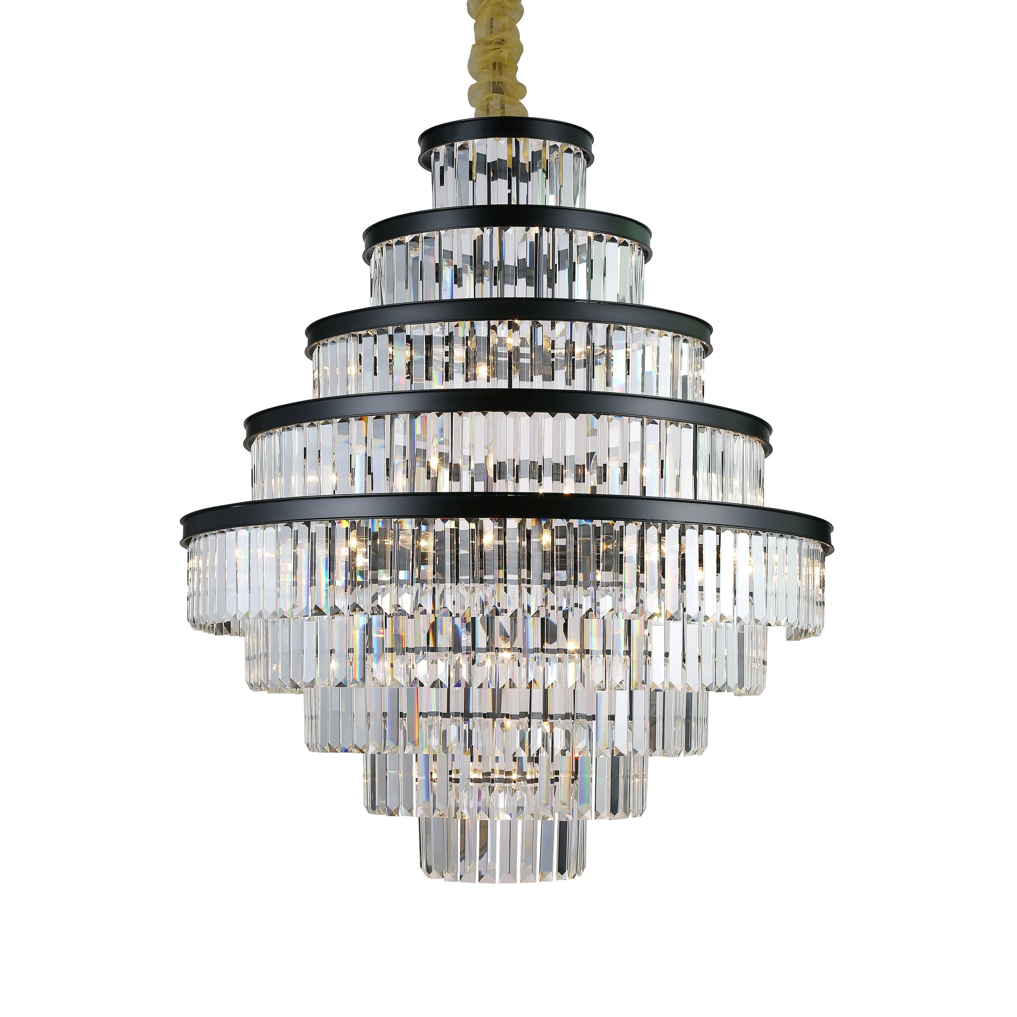 Emilia Tiered Odeon Fringe Crystal Chandelier