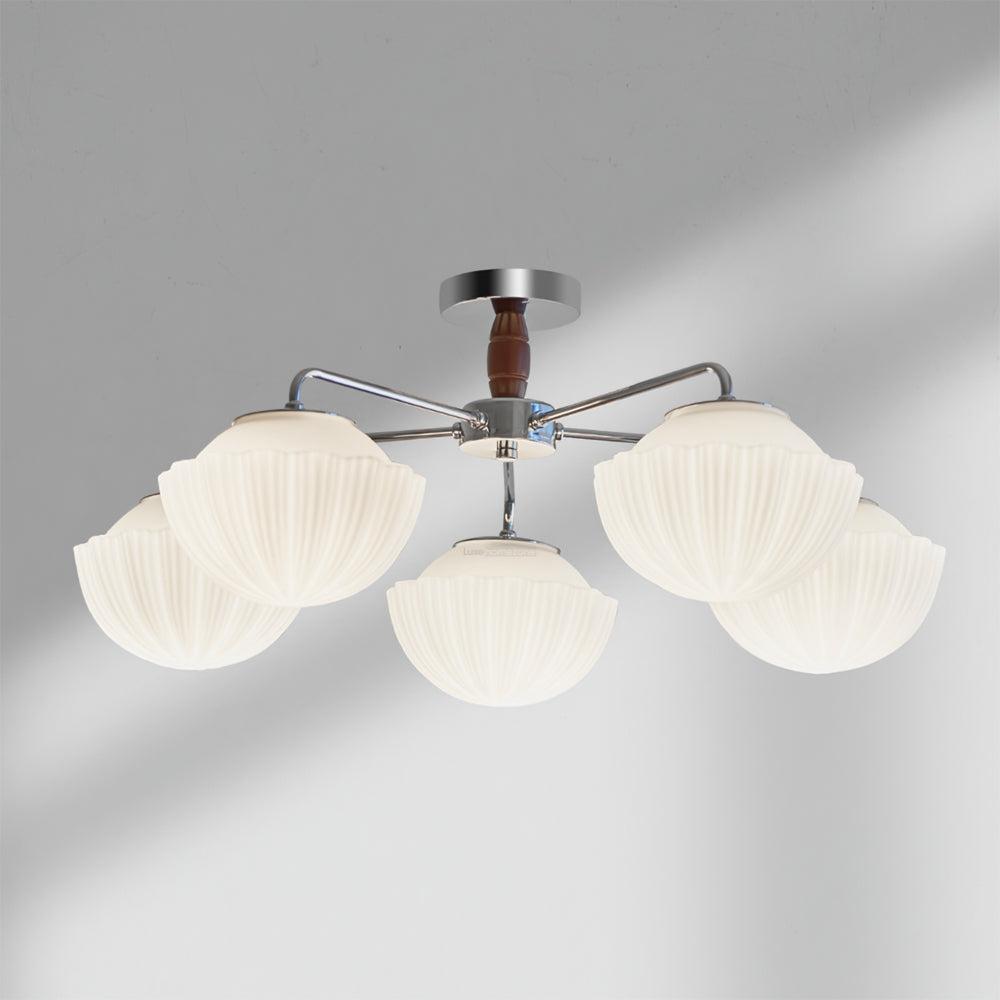 Ribbed Walnut Ceiling Lamp with 3/5/8 heads