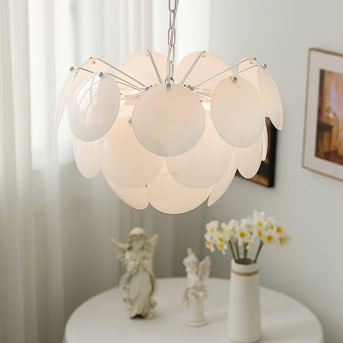 Luminous Petal Glass Round Chandelier