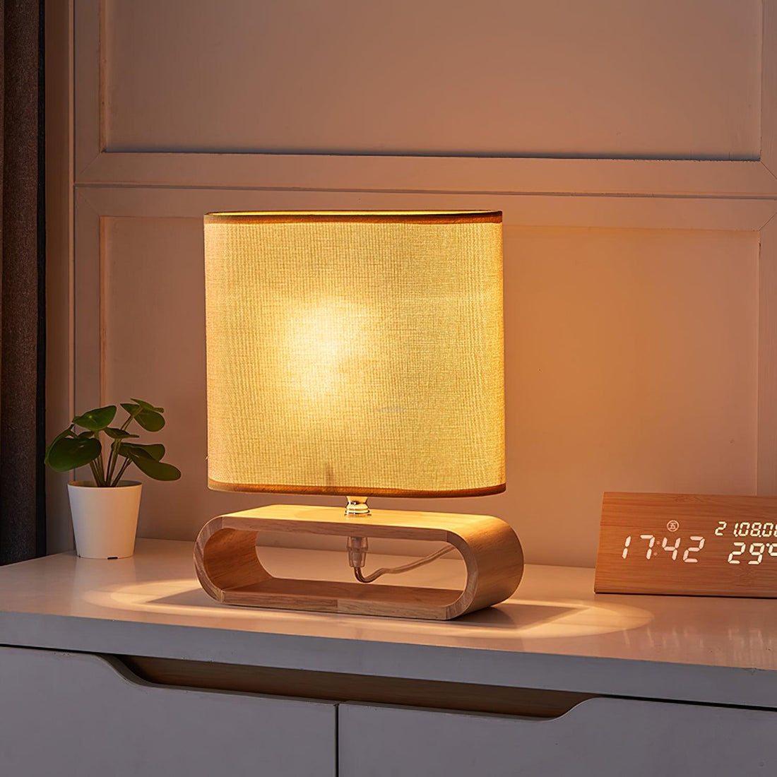 Moti Wood Table Lamp  ∅ 9.8″