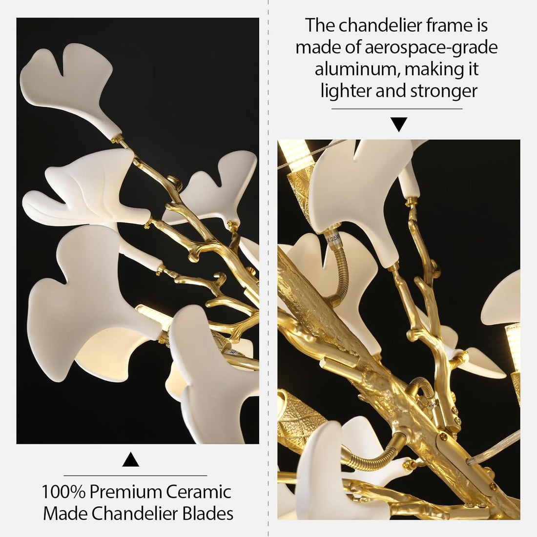 Rectangle Ceramic Ginkgo Leaf Chandelier 55"