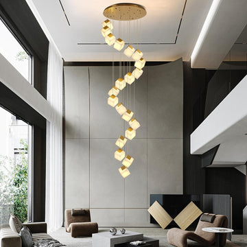 Alabaster High Ceiling Chandelier, Modern Staircase Chandeliers