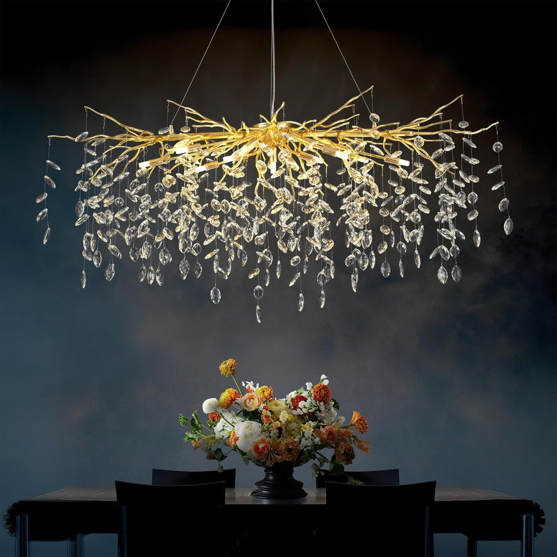 Sliver Tree Branch Rectangular Chandelier