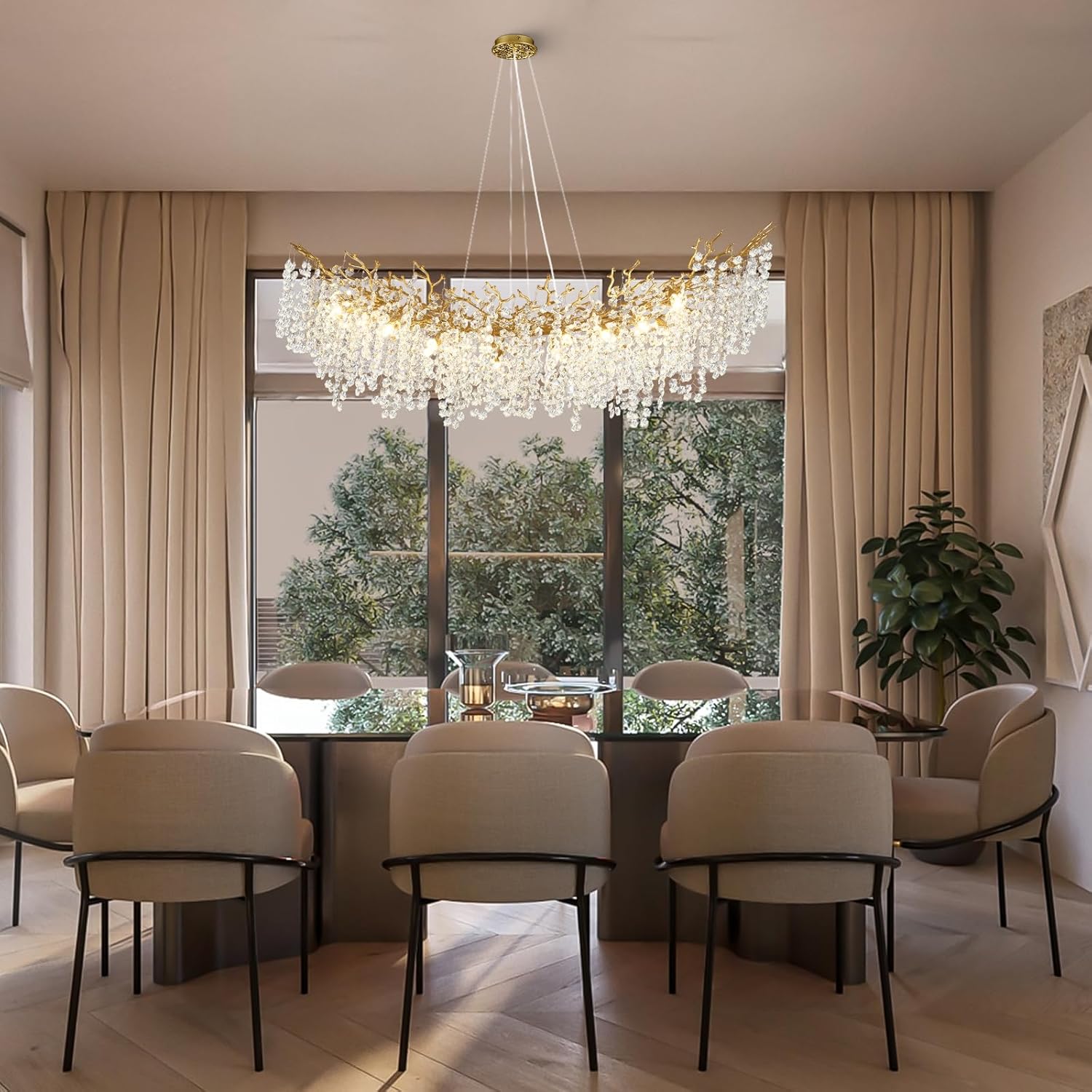 Lustre branche d'arbre pour salle à manger L55po