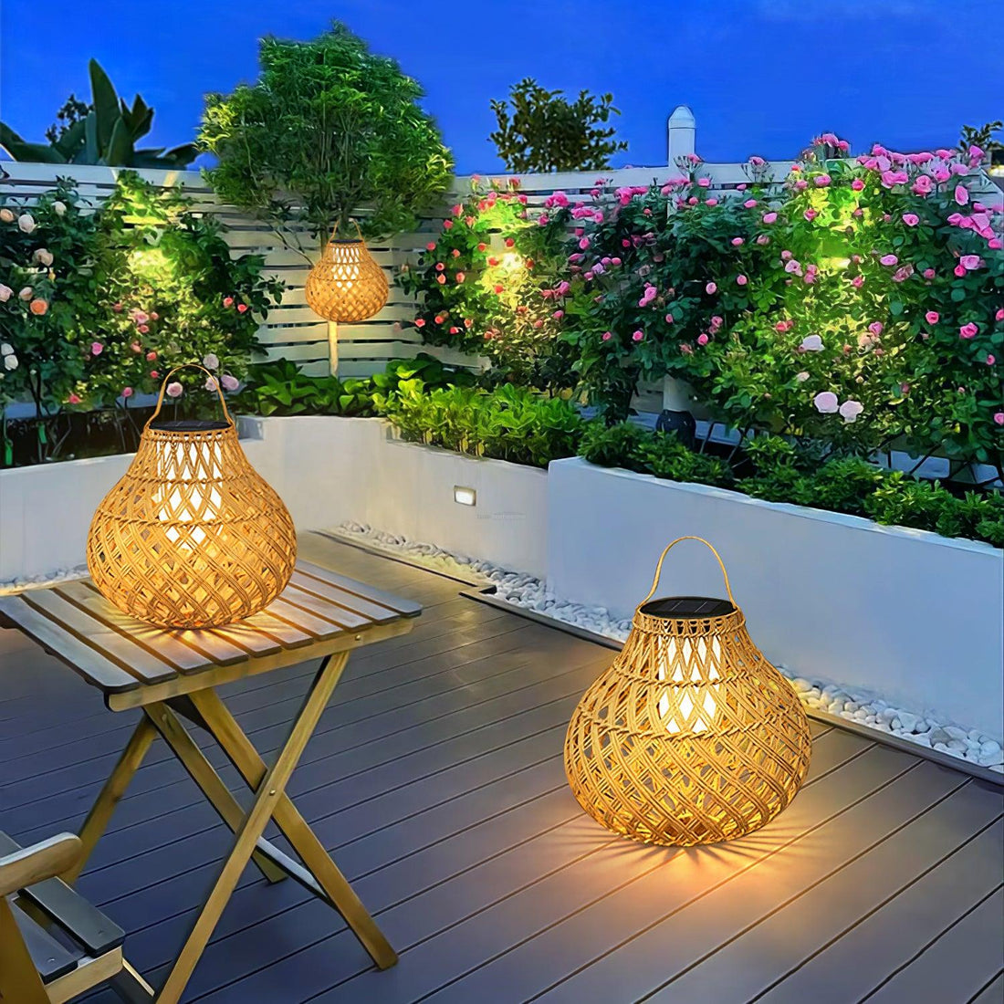 Woven Sphere Solar Lantern Lamp for Outdoor - Luxehomezone