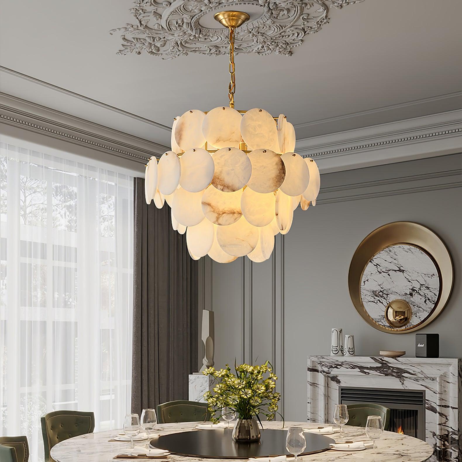 Alabaster Shell Brass Chandelier with 2/3/4/5/6 layer