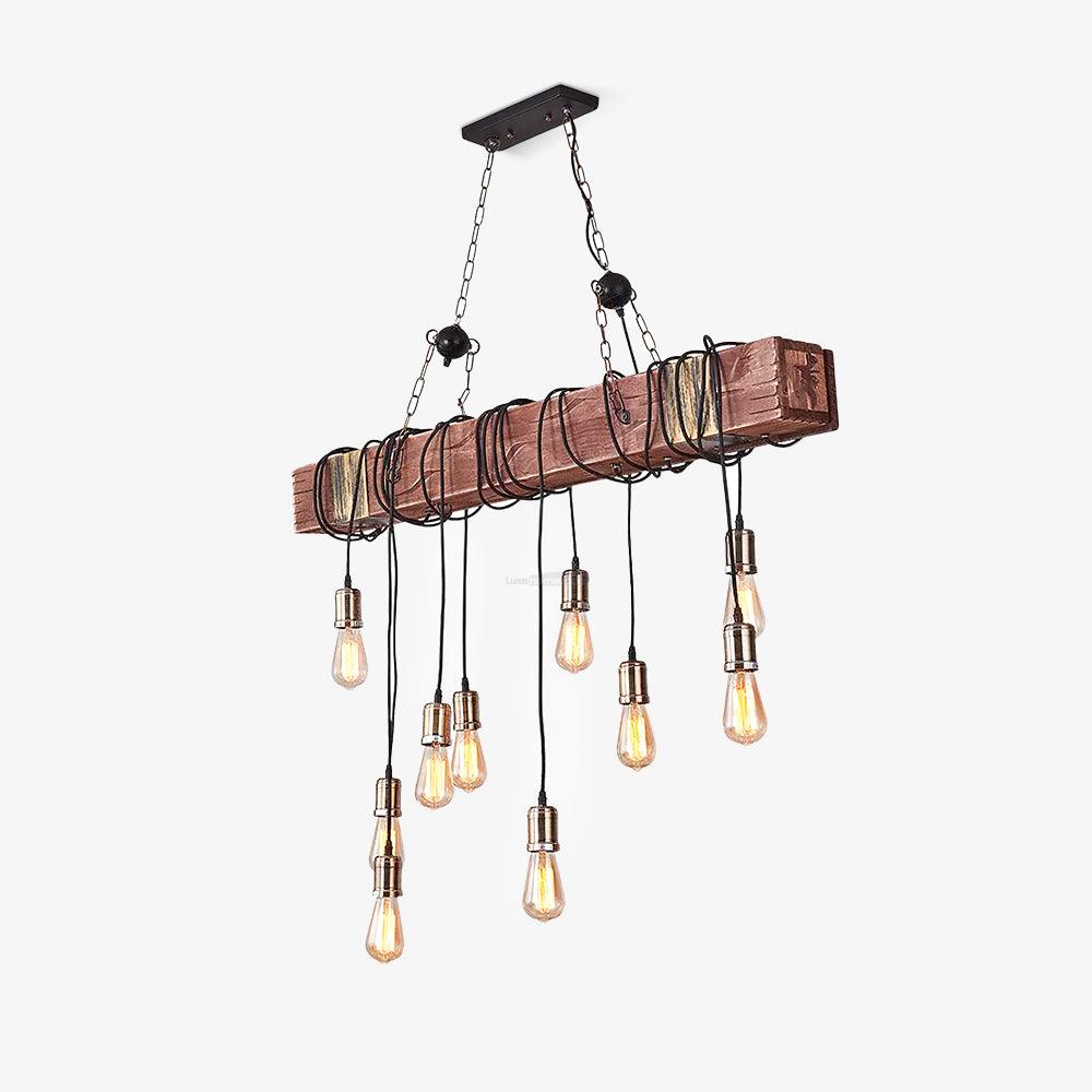 Lustre multi suspendu en bois 