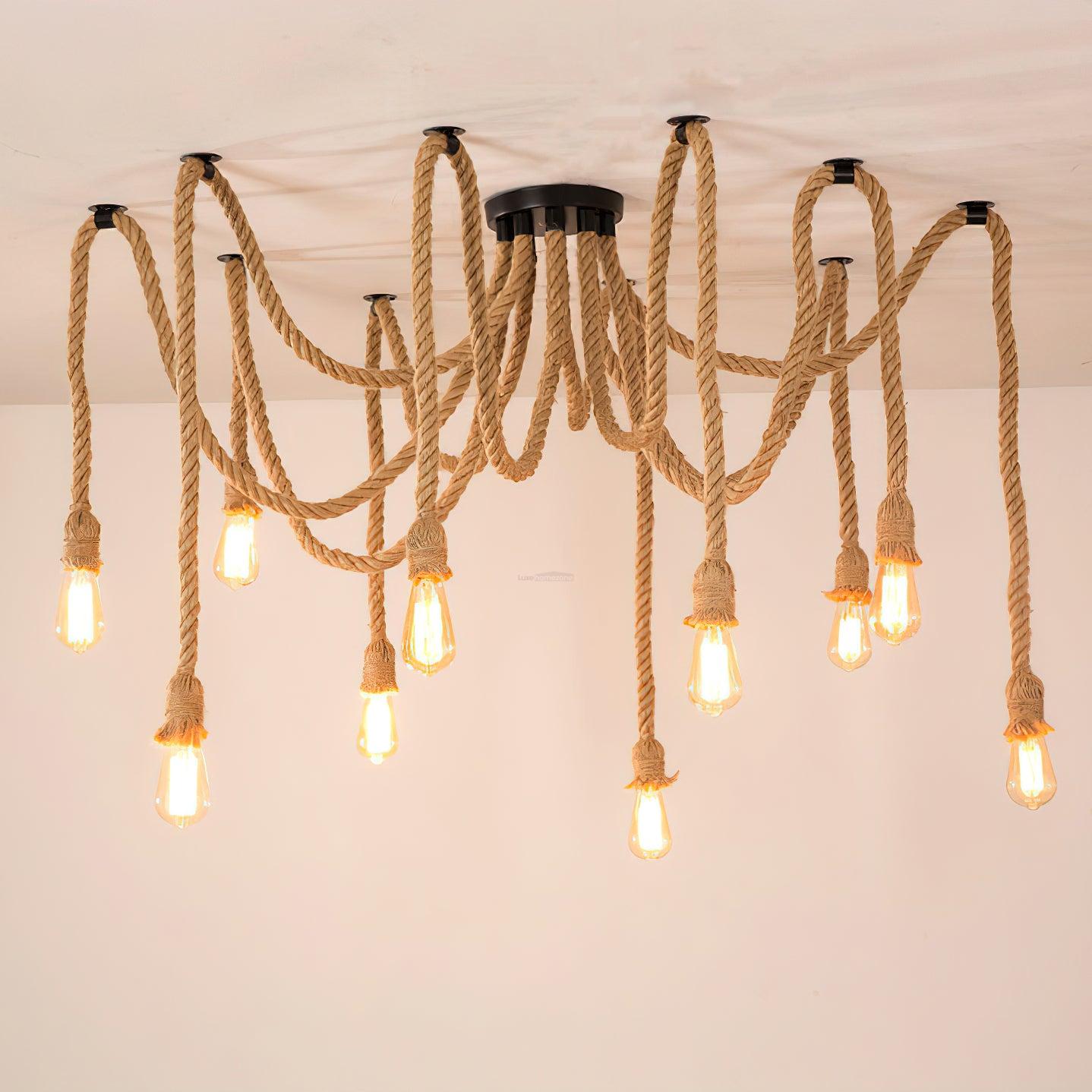 Hemp Rope Scattered Flower Chandelier ∅ 59.1″