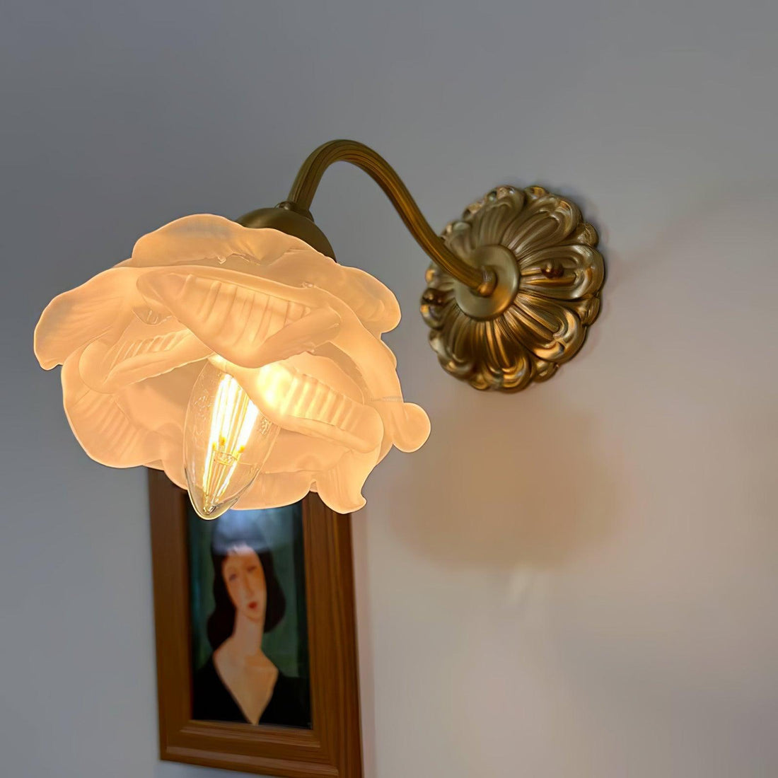 Brass Rose Wall Sconce