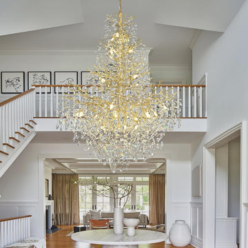 Silver Tree Branch Crystal High Ceilings Chandeliers