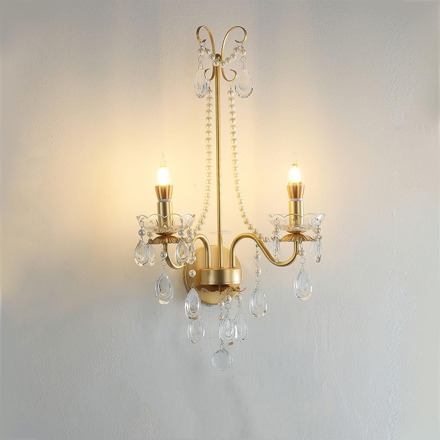 Crystal Pearl Chain Wall Sconce