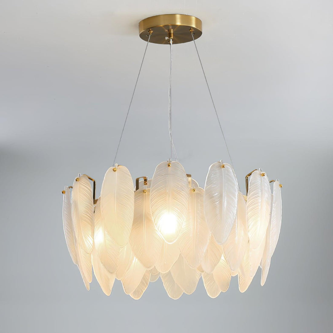 Lustre en verre style plume