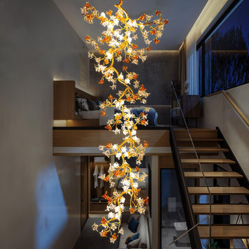 Brass Maple Long Branch Staircase Chandelier