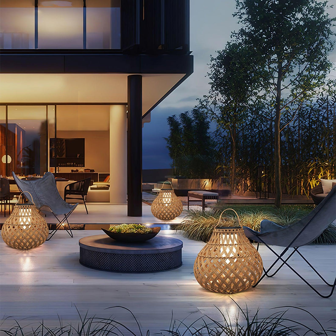 Woven Sphere Solar Lantern Lamp for Outdoor - Luxehomezone