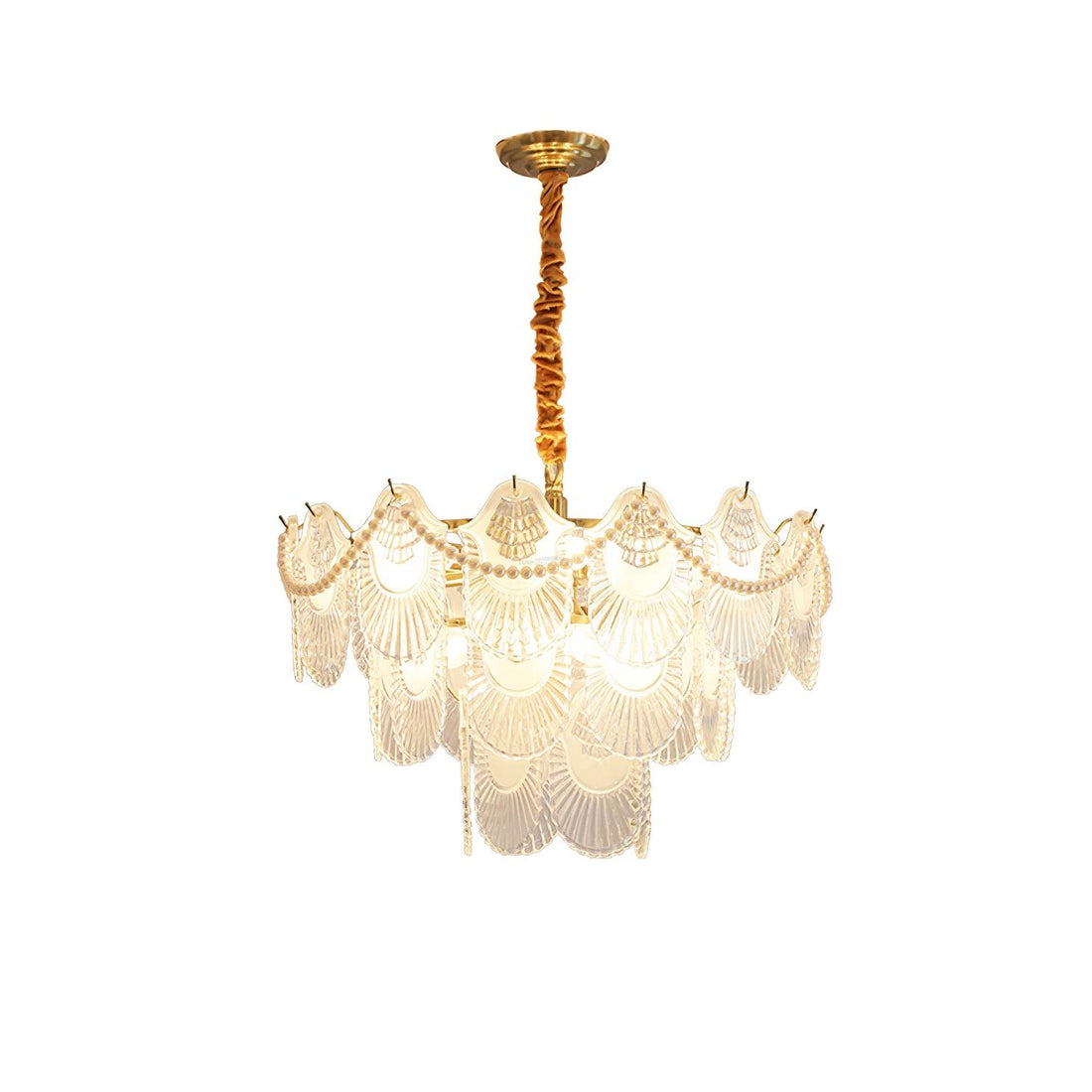 Pearl Glass Shell Round/Long canopy Chandelier