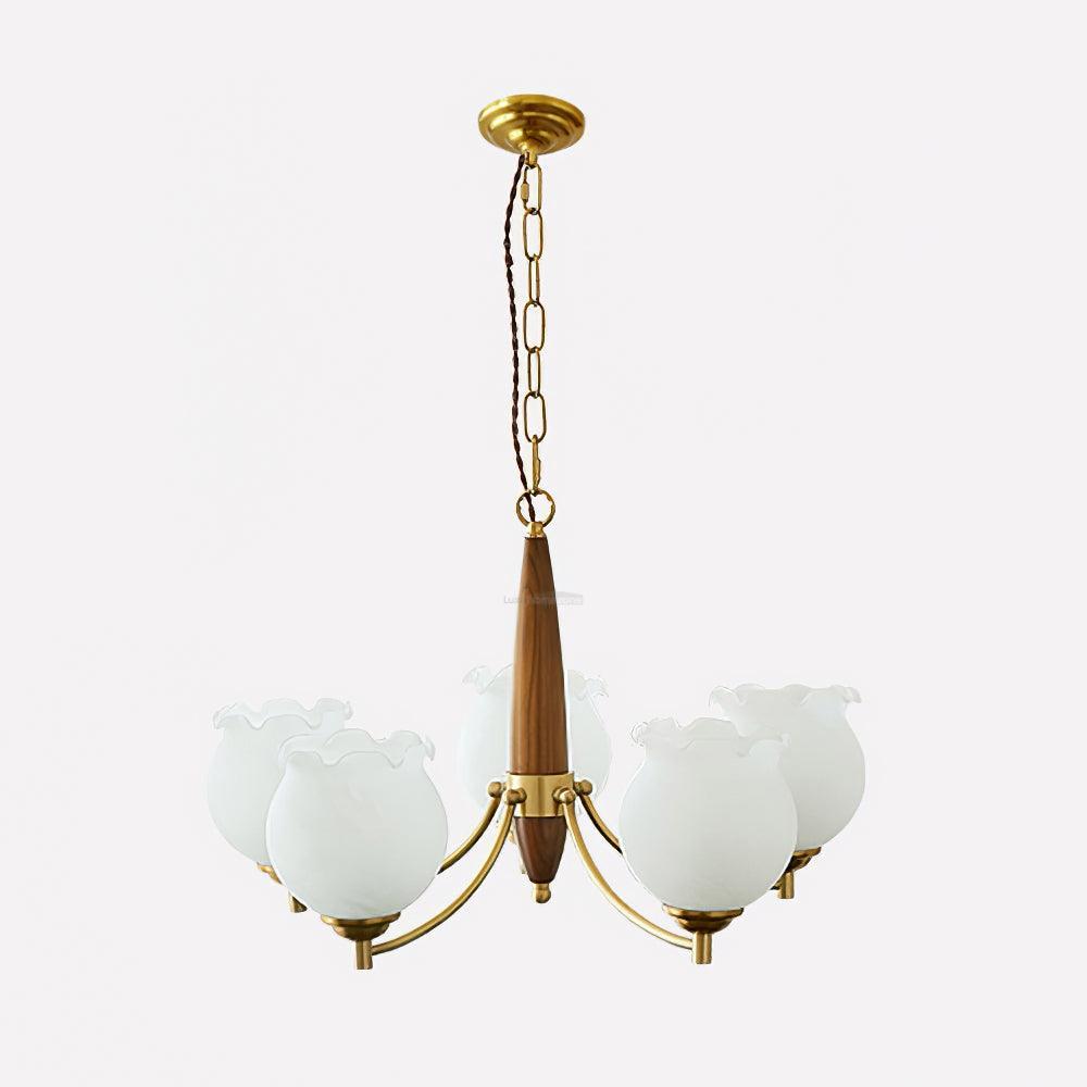 Tulips Glass Wood Chandelier with 3/5 heads