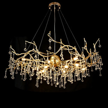 Dawn Livio Teardrop Branching Brass Round Chandelier