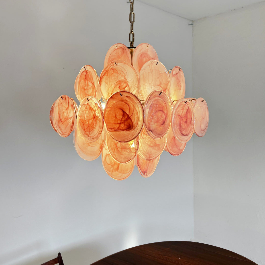 Murano Chandelier 36 Pink Disks