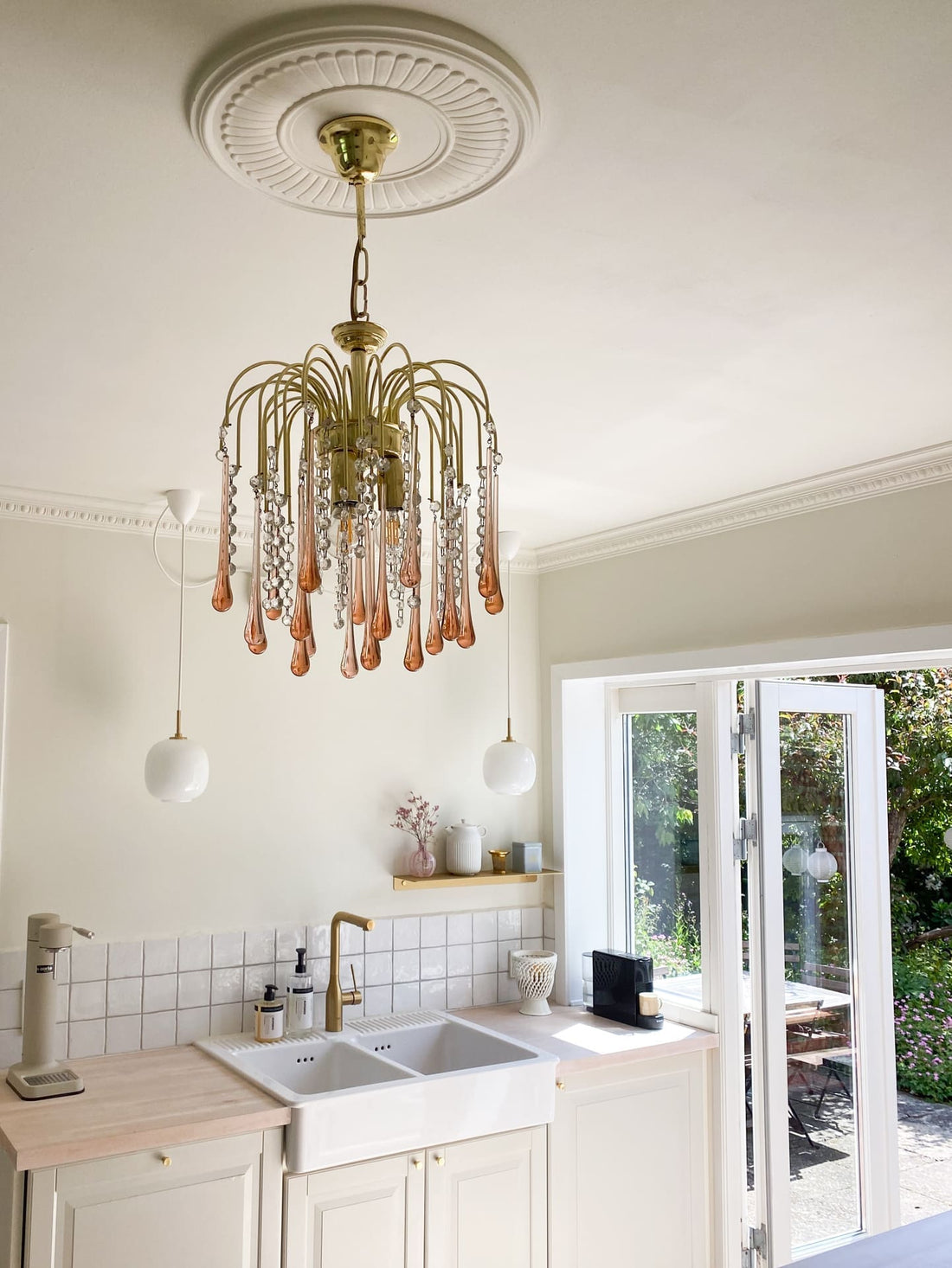 Vintage – Murano Teardrops Chandelier – 70s – Pink prisms