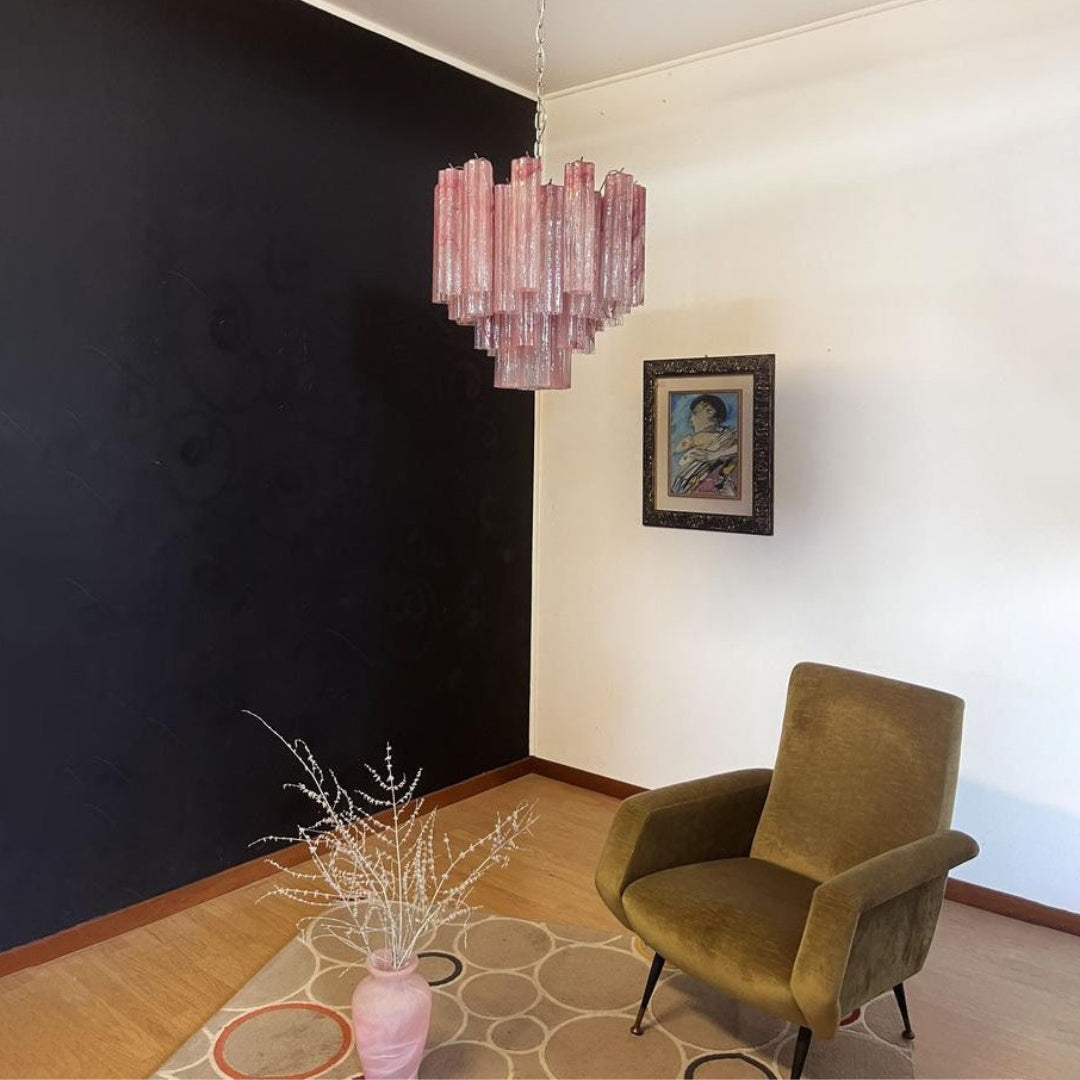 Pink Murano Glass Tronchi Chandelier