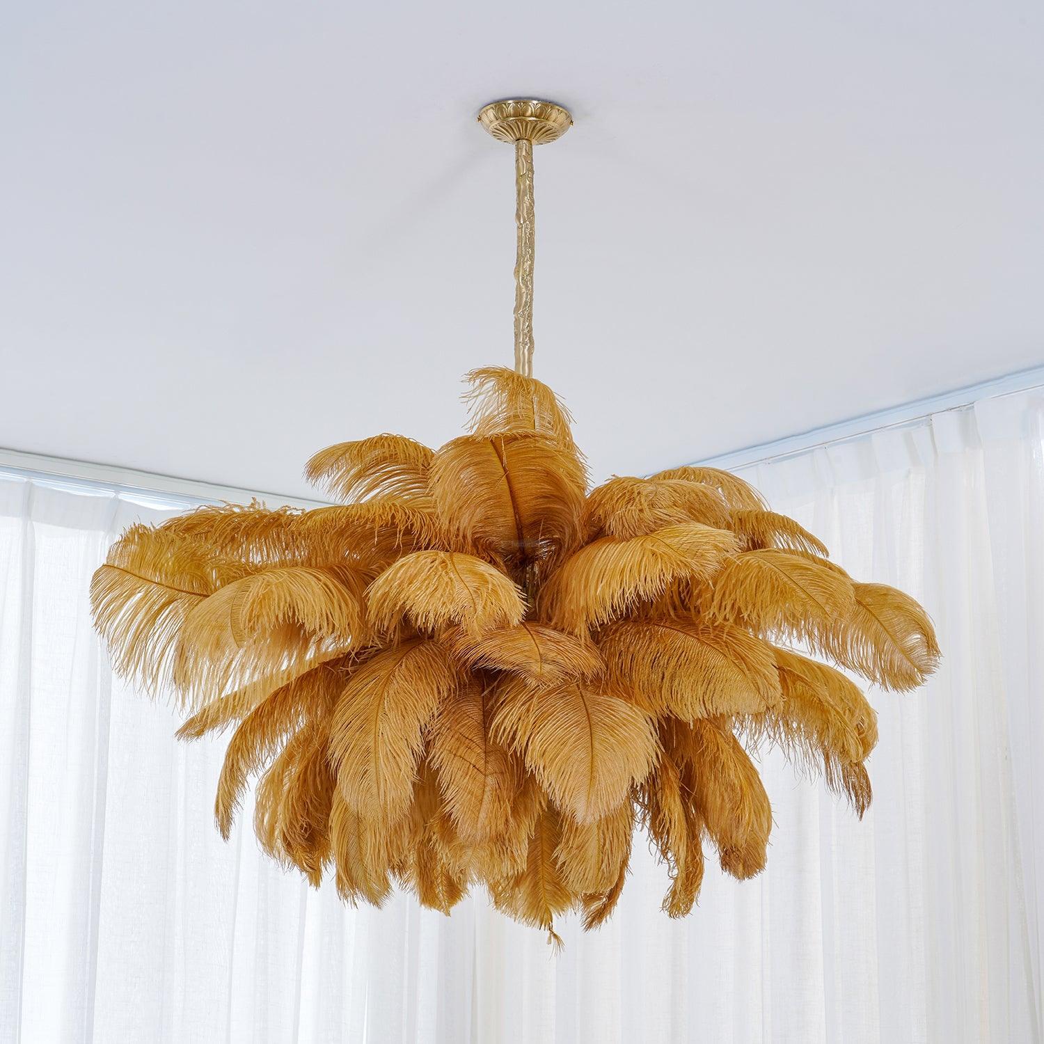Ostrich Feather Chandelier ∅ 43.3″