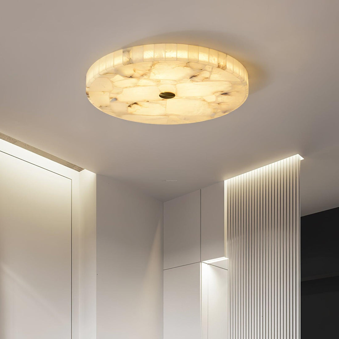 Round Alabaster Ceiling Lamp ∅ 23.6″
