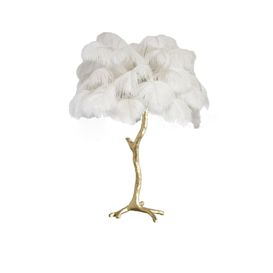 Ostrich Feather Brass Table Lamp
